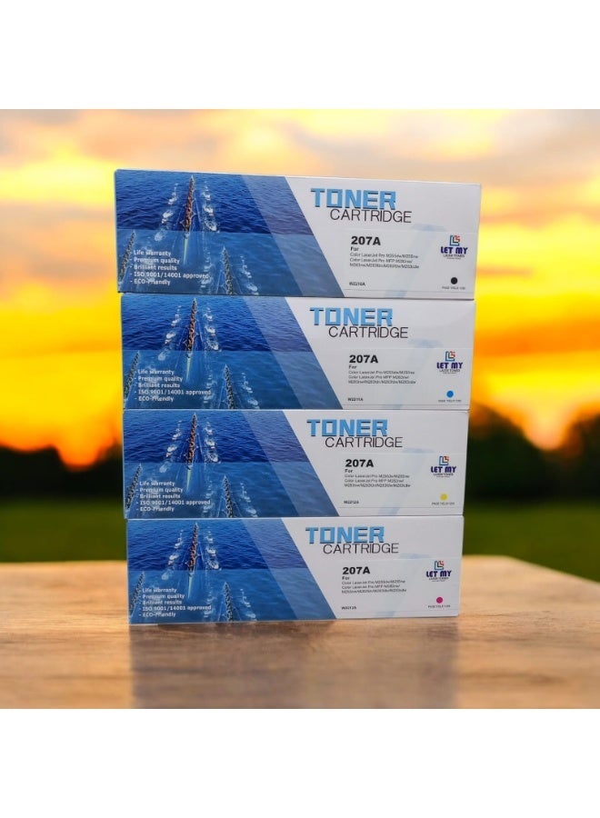 LET MY 207A LASER TONER CARTRIDGE FULL SET (4PCS) FOR HP Color LaserJet Pro M255dw M255nw MFP M282nw M283cdw M283fdw - Image 1